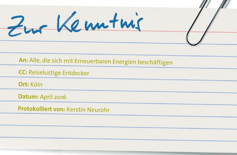 Zur Kenntnis: Erneuerbare Energien