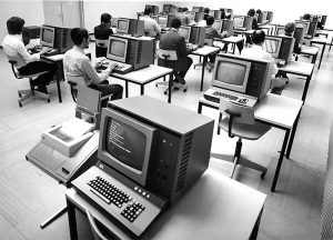 Studenten der Informatik an der Technischen Universität Braunschweig 1973. Foto: UB Braunschweig, Universitätsarchiv J IV 1-2